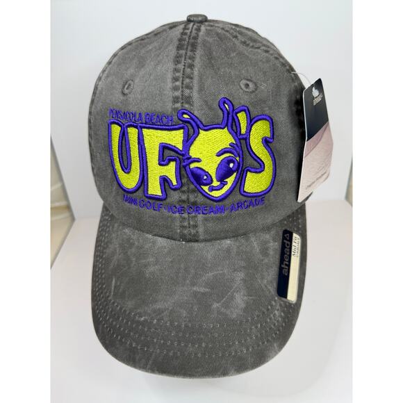 UFOs Mini Golf Course Pensacola Beach, FL Adj. Strap Cap Gray Ahead Casuals NWT - Picture 1 of 6